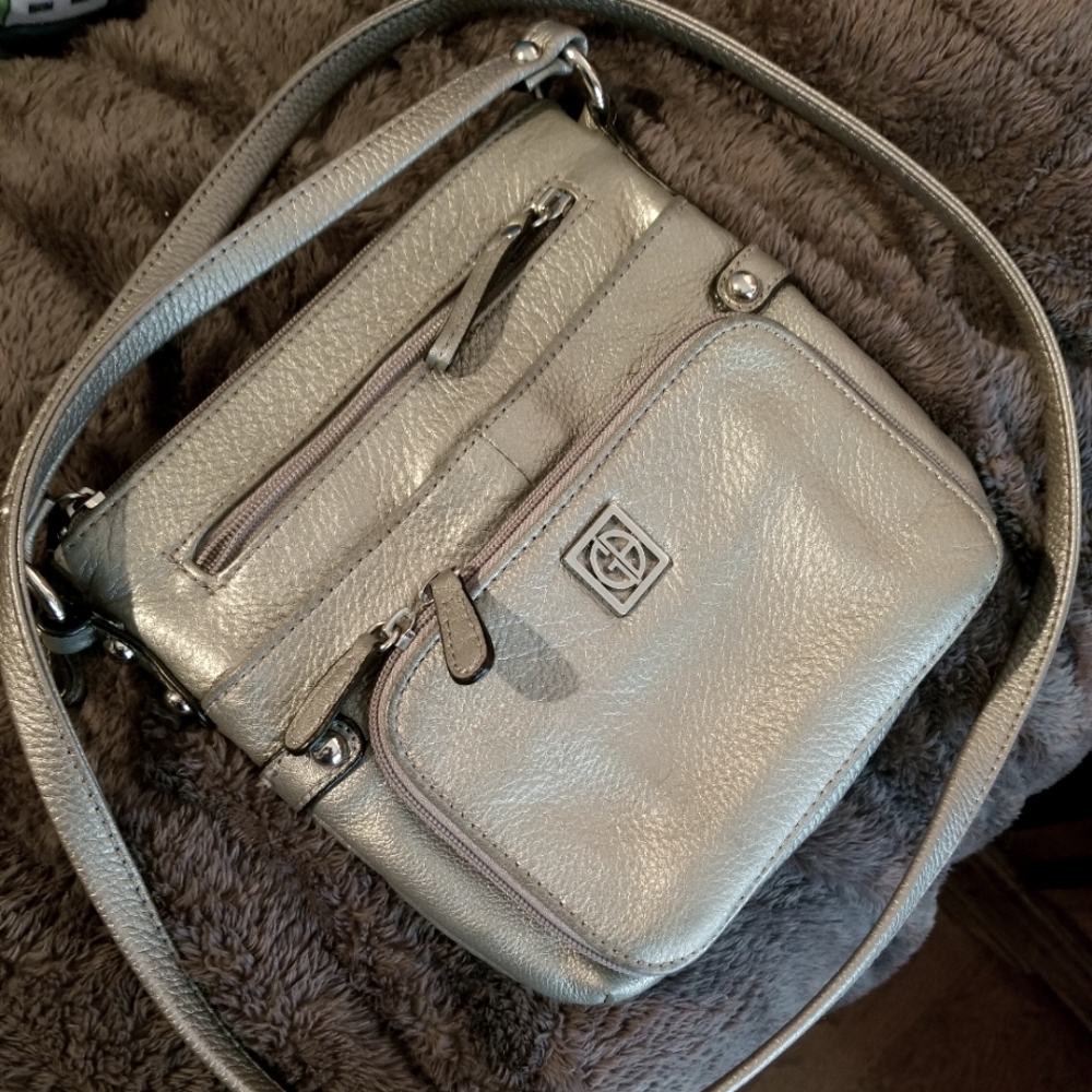 Giani Bernini soft platinum leather crossbody
